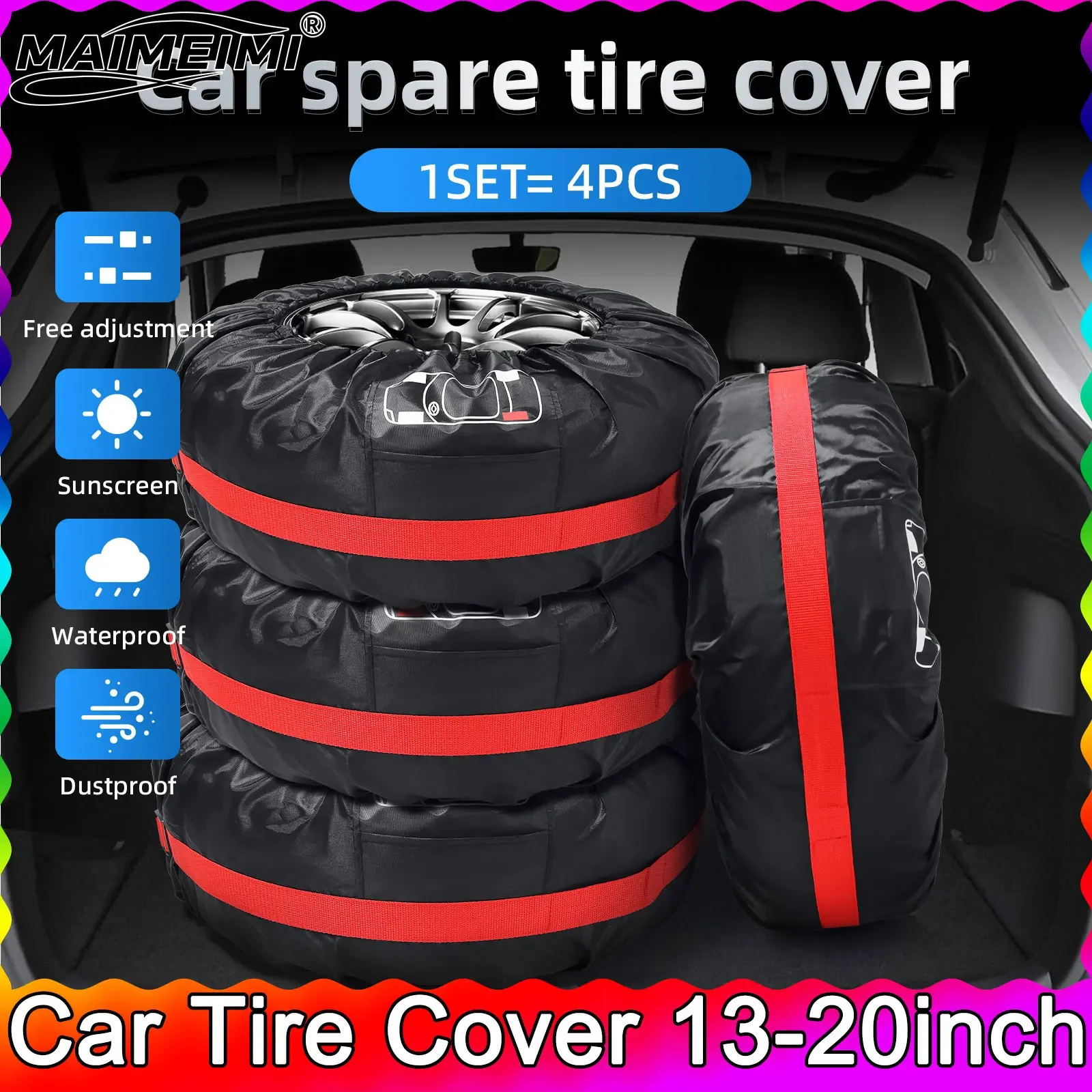 Spare Tire Cover Case 4pcs Universal Polyester Car Storage Auto Tyre Bags Automobile Vehicle Tyre Wheel Protector Accessories