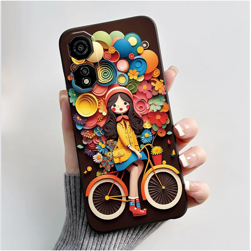 Cute Love Heart Rabbit Black Silicone Soft Protective Phone Case