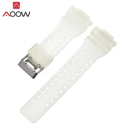 Elegant 16mm Resin Sports Watchband with Gold Buckle - Waterproof Replacement Bracelet - 16mm (Half Transparent)