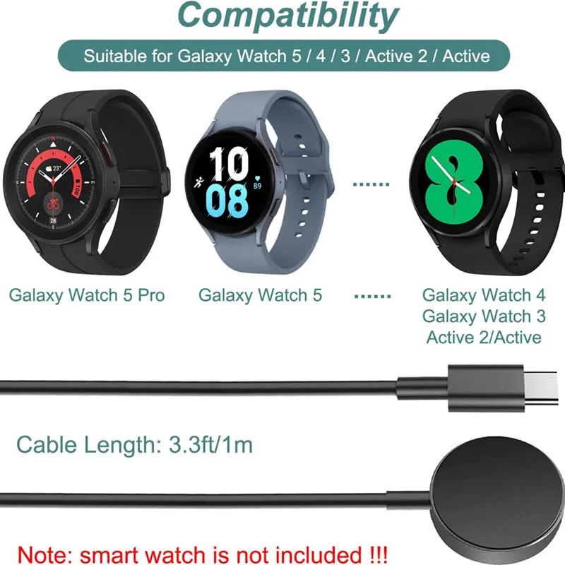 For SAMSUNG Galaxy Watch Fast Wireless Charger EP-OR900 Charging Dock Watch 5 Pro 4/4 Classic/3/Active/Active 2 (USB-C Cable)