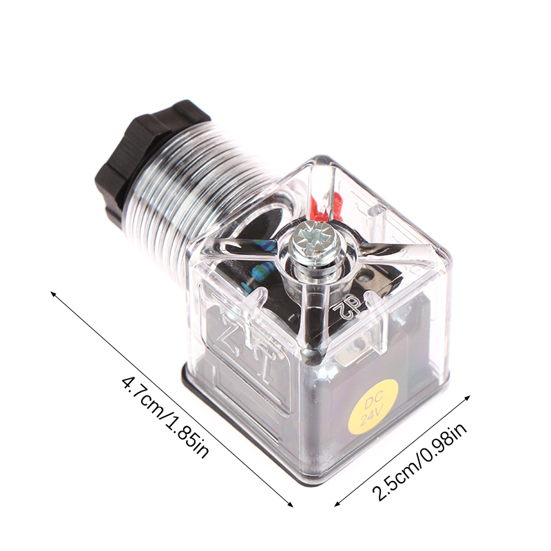 1Pc Transparent Universal DC24 Hydraulic Solenoid Valve Solenoid Coil Plug With Indicator Light Plug Voltage Accessories
