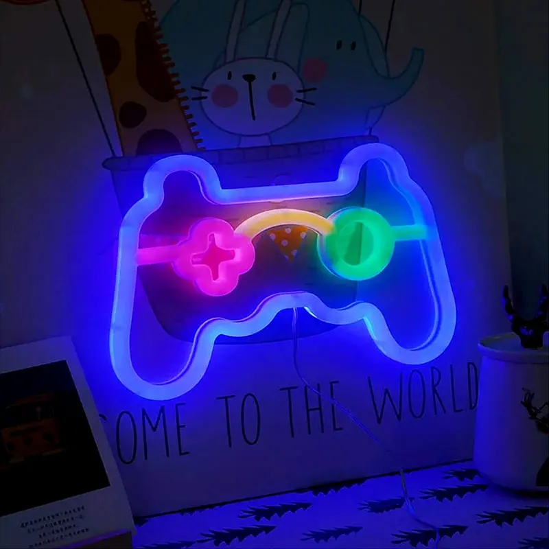 LED Neon Sign Lights USB Game Console Handle Wall Lamp for Holiday, Gift, Party, E-sport, Children's Room Game Room Home Decor 5