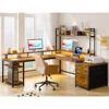 L Shaped Gaming Desk, Drawers & Storage Shelf Reversible Computer Desk with Monitor Stand & Power Outlets, LED Gaming Desk 6