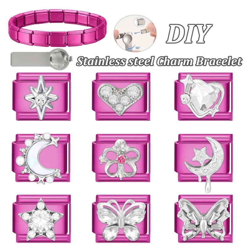 Zircon Charm Bracelet Stainless Steel