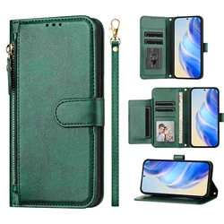 Zipper Leather Phone Wallet Case with Flip Cover for Moto G32 (YB-LH-green)