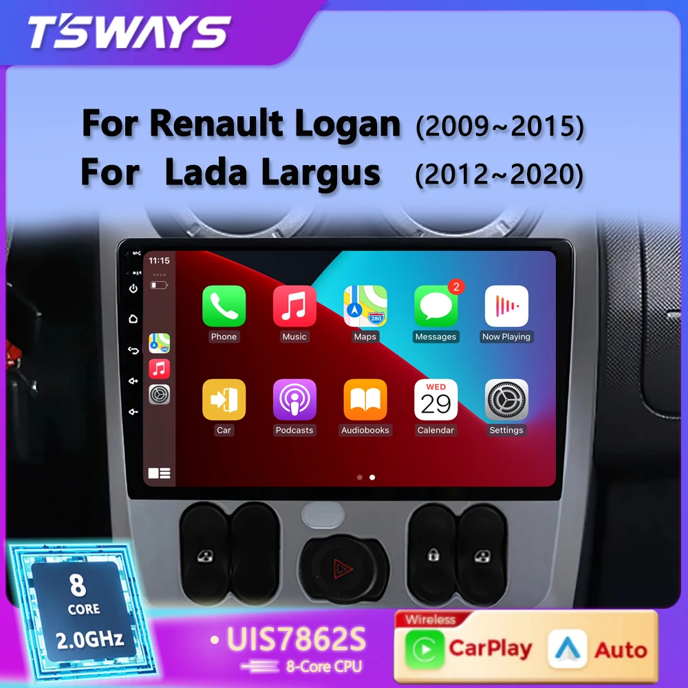 Tslways L6 Pro Android 2 Din Radio Car Multimedia Autoradio Per Renault Logan 1 Sandero 2009-2015 Dacia Duster Carplay 4G Gps