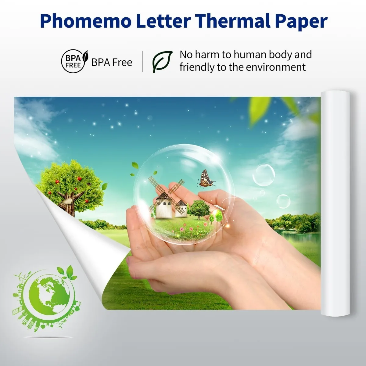 A4 Quick-dry Continuous Thermal Paper, 8.27"x275 3/5" (210mm*6.5m) Width for Phomemo M08F/M832/M833/M834 Portable A4 Printer