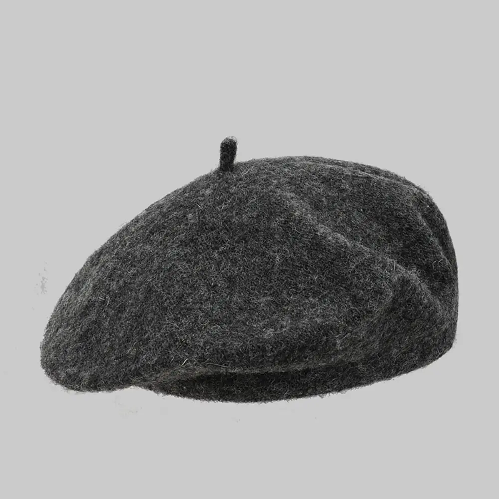 Mode Warme Winter Wolle Baskenmütze Einfarbig Retro Französisch Künstler Hut Alle Abgestimmt Elegante Plain Cap Dame – Detail 7