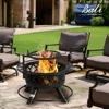 Wood Burning Fire Pit with Quick Removable Cooking Grill, Black, 32in 3