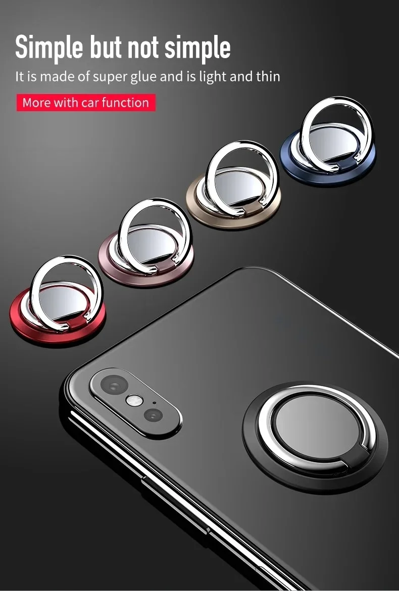 360 Degree Rotating Finger Ring Mobile Phone Holder for iPhone Samsung Huawei Redmi Universal Car Magnetic Mount Pad Metal Stand