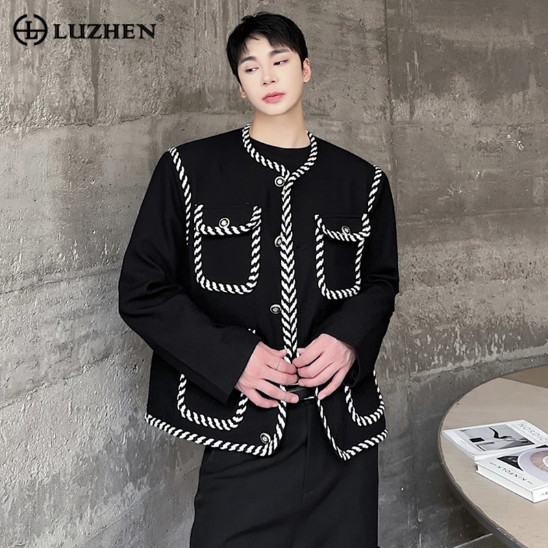 

LUZHEN Spring Stylish Color Contrast Edge Splicing Design Men's Casual Jackets Korean High Street Outerwear Trendy Coat D8032c