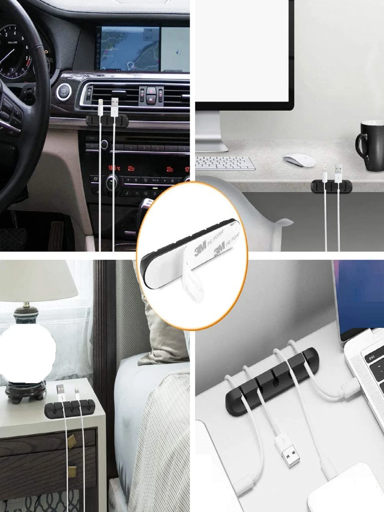 Cable Holder Clips Cable Cord Wire Organizer Silicone USB Winder Management Clips Self Adhesive Mouse Keyboard Headset cable organizer cable management bracket