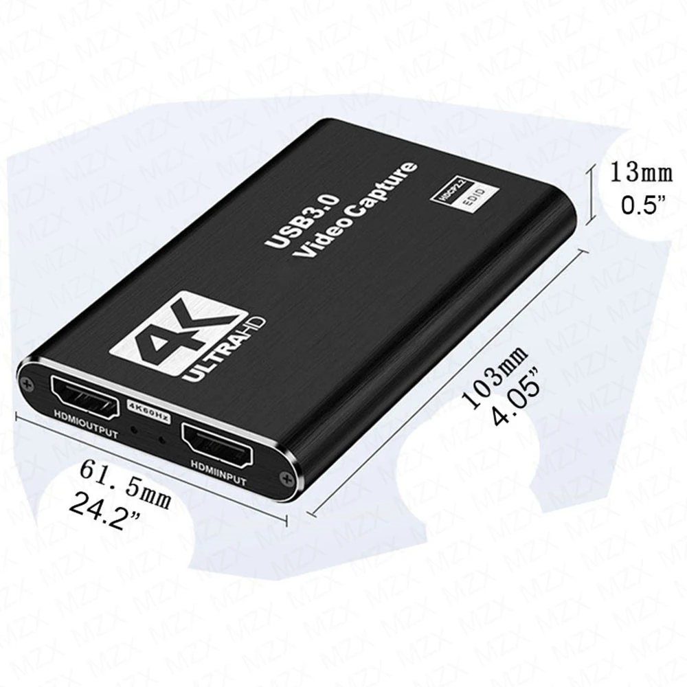 MZX 비디오 캡처 카드 박스, HDMI 호환, 4K, 30Hz, 60Hz, USB3.0, 1080P, 30fps, 60fps, HD 녹음기 그래버, OBS 캡처 게임 오디오 마이크