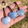 1PC Natural Crystal Blue Celestite Heart Shaped Pendant Polished Crystal Pendant Fashion Jewelry Necklace Gift 1