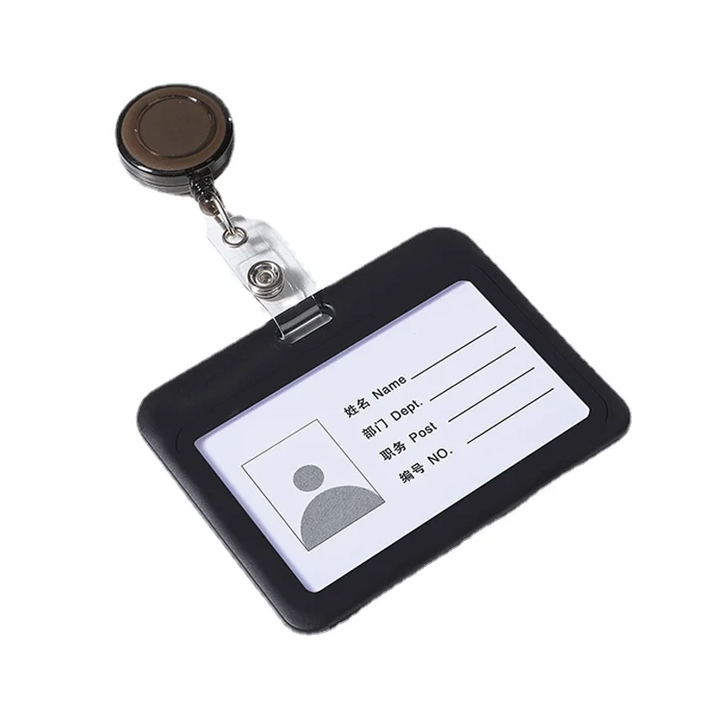 

Black Color Plastic Name Tag Staff Work Card Holder for Nurse Doctor Accessories ID Employee's Card Cover with Badge Reel Clip