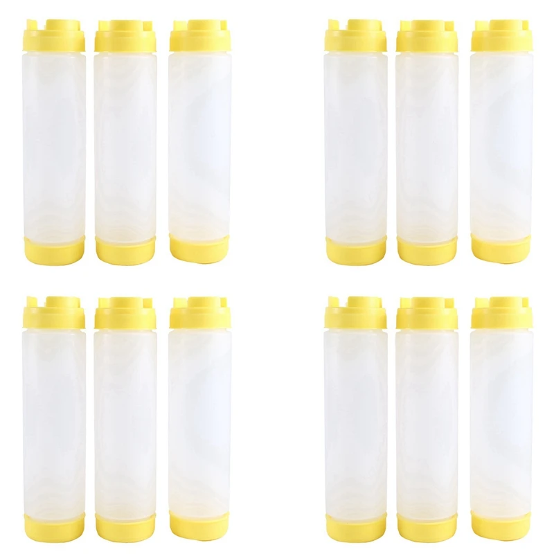 

4X 16Oz Inverted Squeeze Bottles, Refillable Tip Large Valve Dispenser Condiment Squeeze Bottle For Sauces Ketchup
