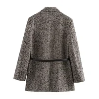 BM&MD&ZA 2024 Autumn New Women's Clothing Style Commuting Leisure Fashion with Belt Diagonal Loose Waist Suit Coat 2