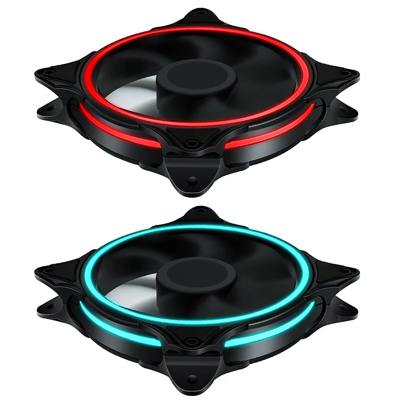 범용 무소음 LED 컴퓨터 팬 라디에이터 쿨러, 무소음 냉각 선풍기, 12cm PC 케이스 선풍기