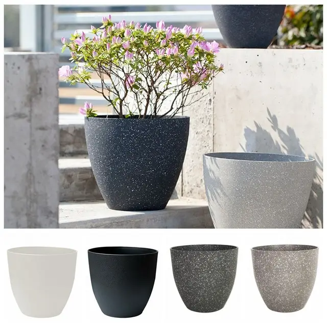 Frosted Imitation Stone Flower Pots Gardening Flowers Green Plant Pots European Style Thickened and Durable Plastic Flower Pots 2
