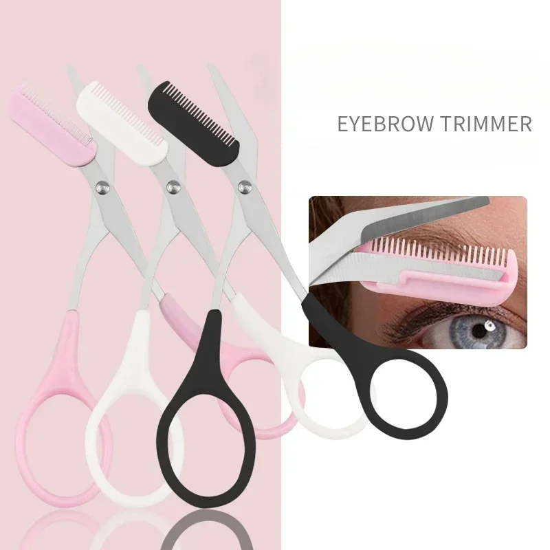Eyebrow Trimmer Stainless Steel Comb Style Eyebrow Scissors Shaver Makeup Scissors