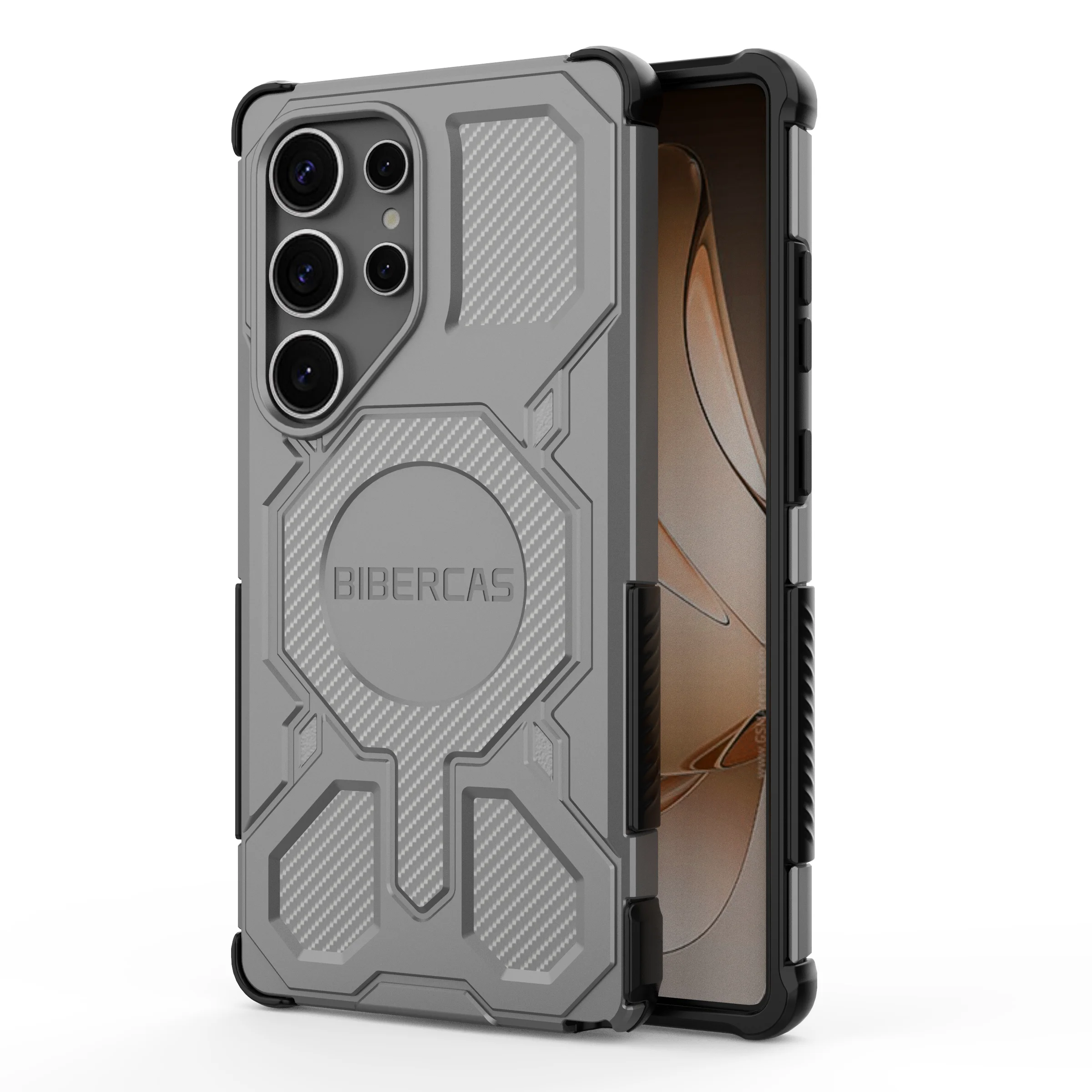 Magnetic Military Armor Phone Case with Wireless Charging & Anti-Drop Protection