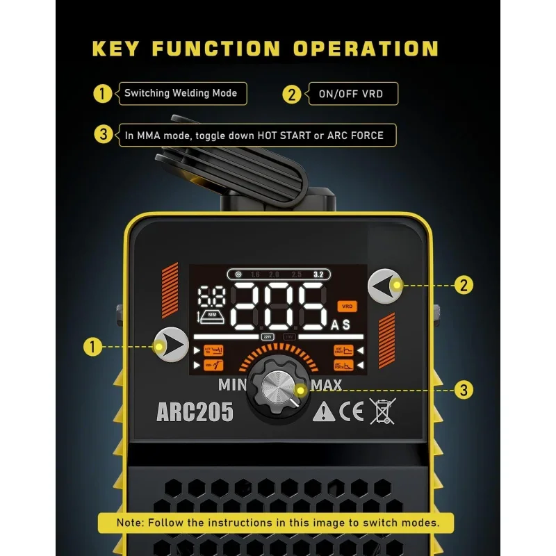 Actual 205A Stick Welder, [Friendly Large LED Dispaly] Synergy 2 In 1 MMA/Lift TIG Welding Machine Dual Voltage ARC Welder Kit 3