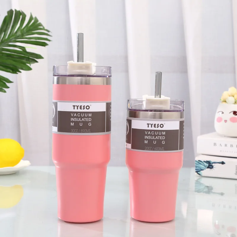 Tyeso 304 스테인리스 스틸 커피 머그잔, 빨대 보온병 물병, 진공 단열, 자동차 음료 컵, 30oz, 20oz, 890/600ml