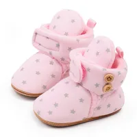 RUEWEY 0 to 18 Months Newborn Baby Boy Girl Winter Boots Star Print Warm Cute Flats Casual Walking Shoes for Toddler Infant 4