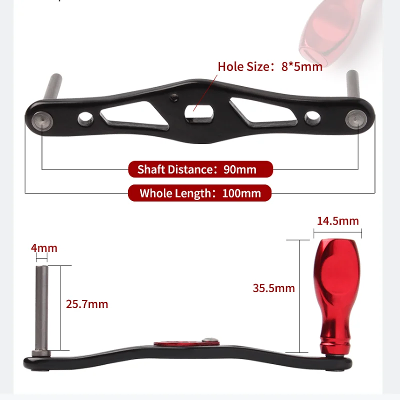 Kawa 1pc Fishing Reel Handle Metal Handle Wit Alloy Knobs Suit D/S Casting Fishing Reel For Promotion Tackle Accessory