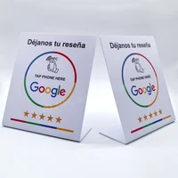 Déjanos tu reseña 13.56Mhz programmable Google Review Card NFC station table NFC Google Reviews display card standing 1