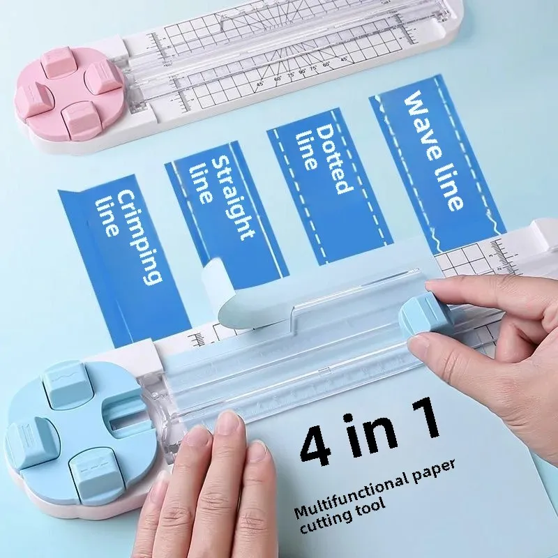 Four-in-One Paper Cutter Virtual Line Flower Edge Multi-Functional Cutting Machine Small Photo Album Letter Opener