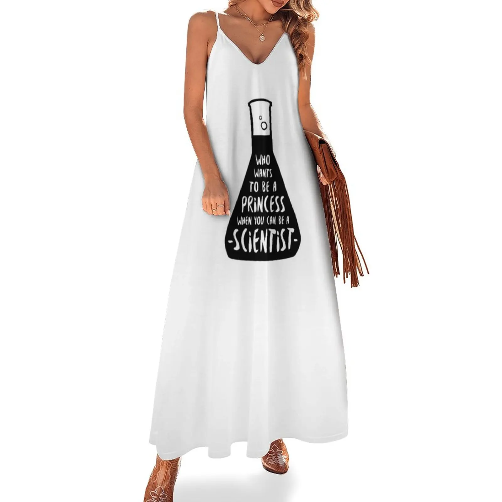 

New Who wants to be a princess when you can be a scientist Sleeveless Dress Clothing female dresses summer dress for women