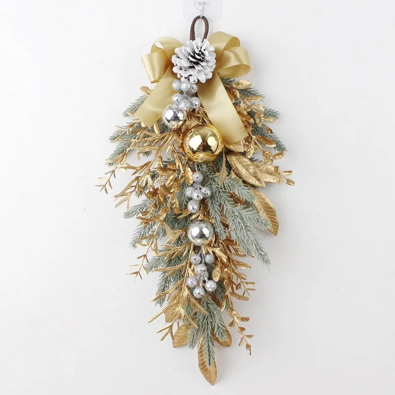 thumbnail image 1 of Artificial Christmas Wreath Branch Rattan Golden Garland For Front Door Hanging Wall Indoors Outdoors Christmas Ornament Decor, 1 of 5