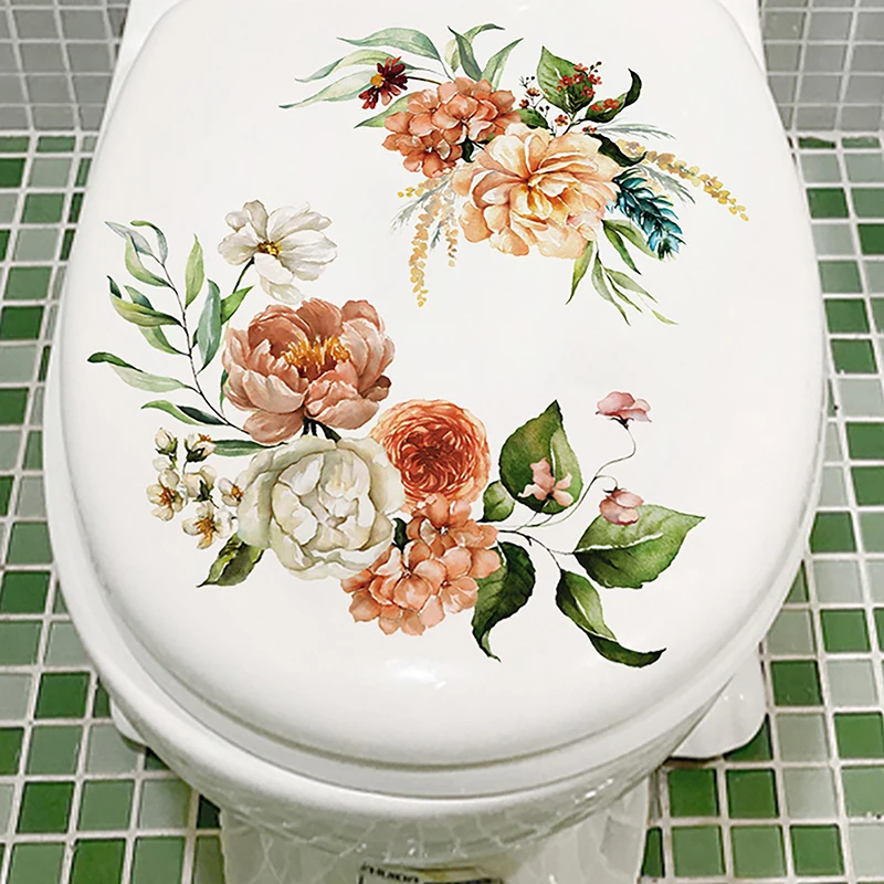 Butterfly Flower Toilet Seat Stickers Self-Adhesive Toilet Lid Decals Diy Removable Stickers For Bathroom Home Decor Ornaments