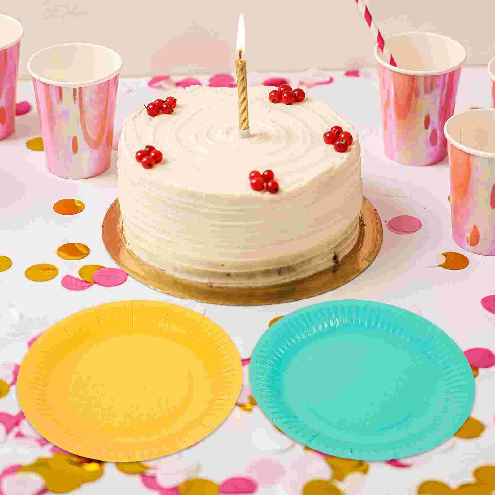 100pcs Paper Cake Plates Colorful for Birthday color paper plates color paper plates for parties