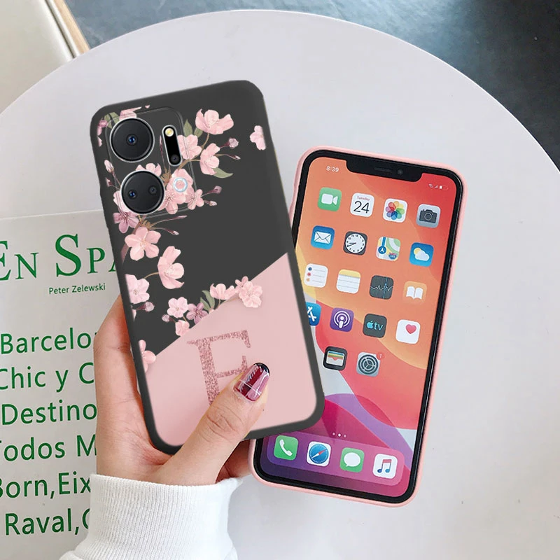 Elegant Cherry Blossom Alphabet Case - Soft Silicone Cover
