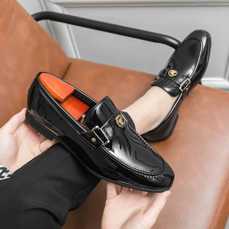 

Мужские новые деловые офисные туфли для отдыха европейские и американские модные брендовые кожаные туфли Lefu черные размеры 38-47 мужская обувь