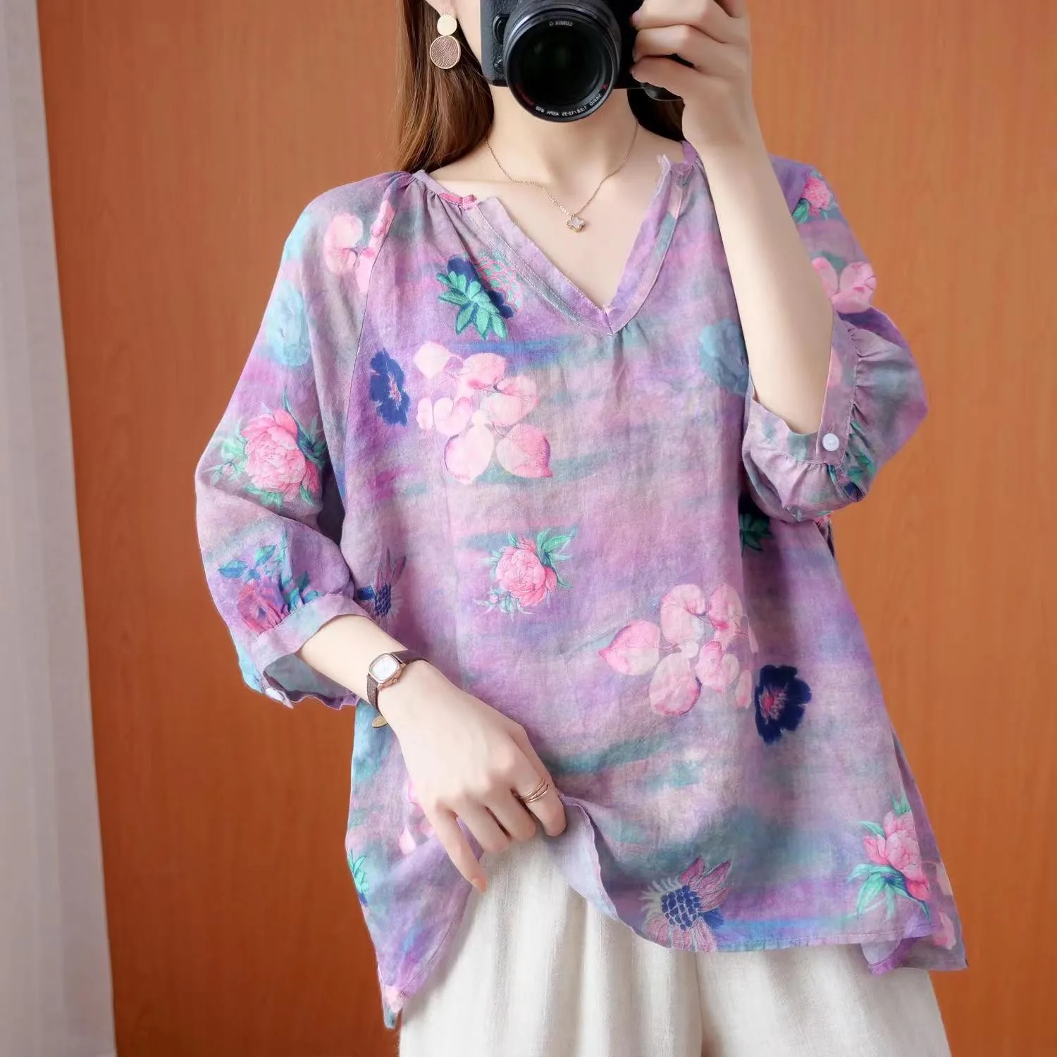 Woman Traditional Chinese Clothing Top Retro Flower Print Hanfu Top Women Tops Elegant Oriental Tang Suit Chinese Blouse women chinese shirt
