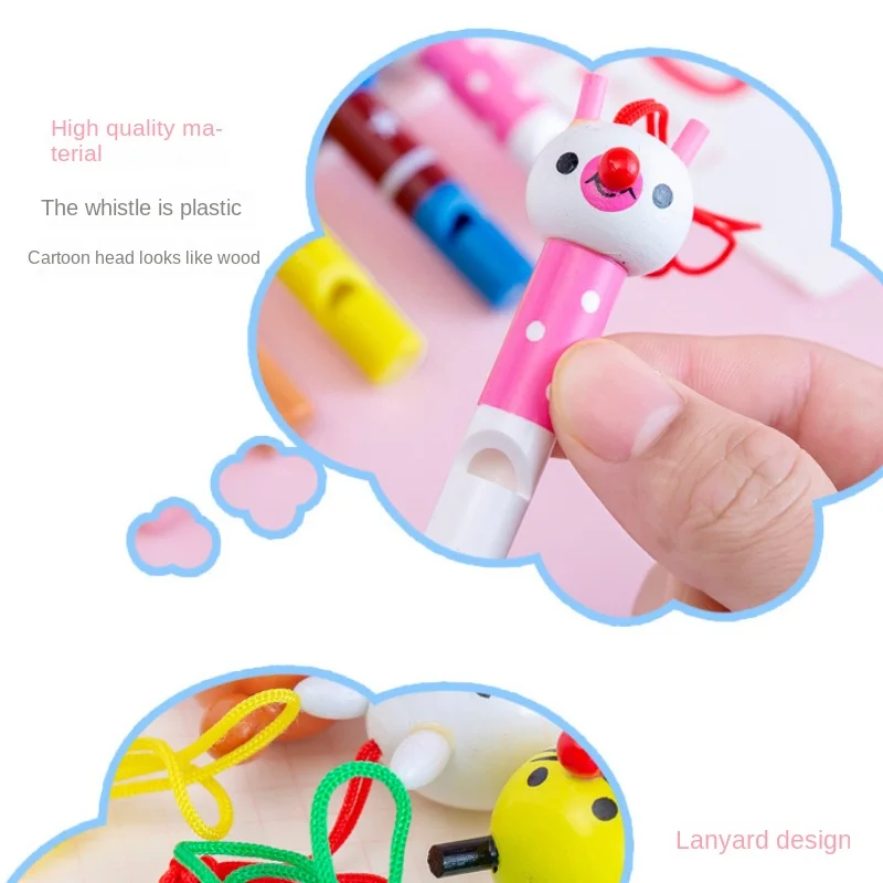 10Pcs 귀여운 여러 가지 빛깔의 나무 휘파람 어린이 생일 파티 호의 장식 베이비 샤워 Noice Maker 장난감 Goody Bags Pinata Gifts