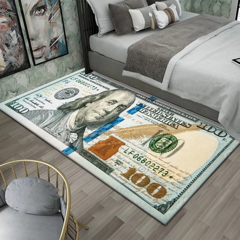 Colorful Creative Dollar Money Print Carpet Mat Rug Large Area Bedroom Entryway Non-Slip Stain Resistant Home Decoration 2