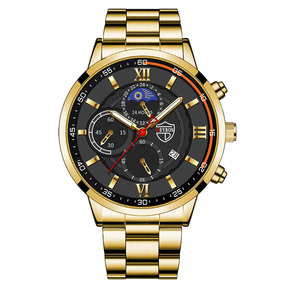 

New Luxury Mens Watches Calendar Luminous Pointer Stainless Steel Quartz Watch for Men Day Date Watch Fashion Male Clock