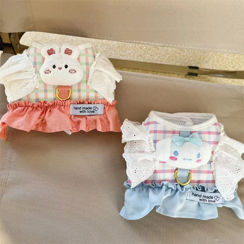 Cute Animal Lace Pet Vest Harness Handmade Lattice Vest Small Dogs Bichon Frise Princess Summer Clothes Leash Accessories