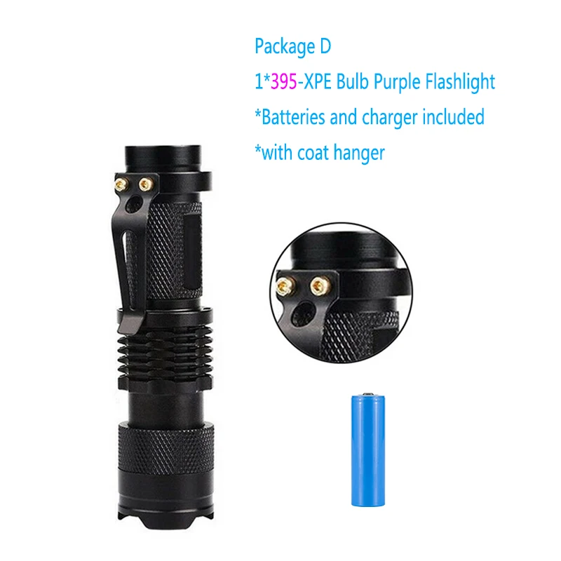 Pilipane Flashlight UV 395nm Rilevatore Di Luce Nera Ultraviolet - Foto 12