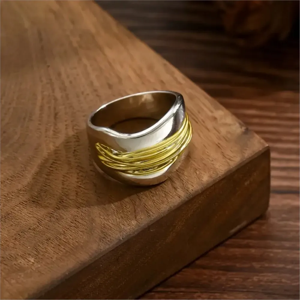 Vintage Creative Double Layer Engraved Line Entwined Style Ring for Women Niche Punk Multi-loop Rings Party jewelry Gifts