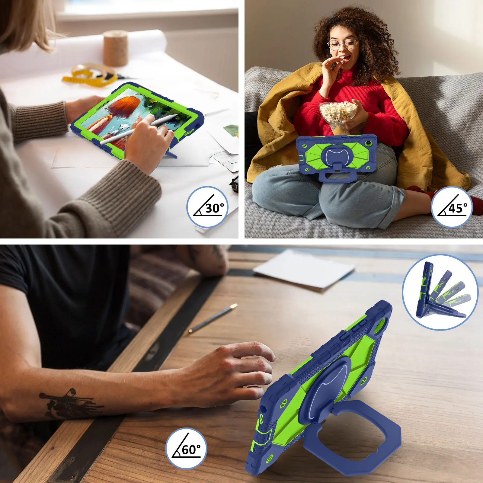 Rugged Silicone Protective Case For Lenovo Tab One 8.7 Rotating Stand_voghion.com