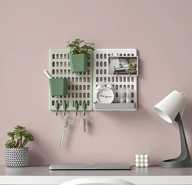 Hole-free hole board wall dormitory kitchen bathroom wall shelf shelf hanging storage hook rack