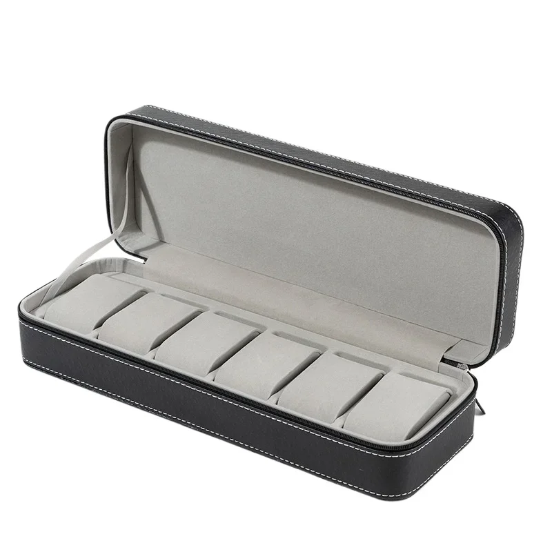 Personalization PU Leather Watch Organizer Portable Multi-Slot 6/10/12 Zipper Flip-top Jewelry Storage Case Travel