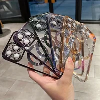 Luxury Magnetic For Magsafe Wireless Charge Plating Clear Case For iPhone 11 12 13 14 15 Pro Max Plus Shockproof Silicone Cover 3