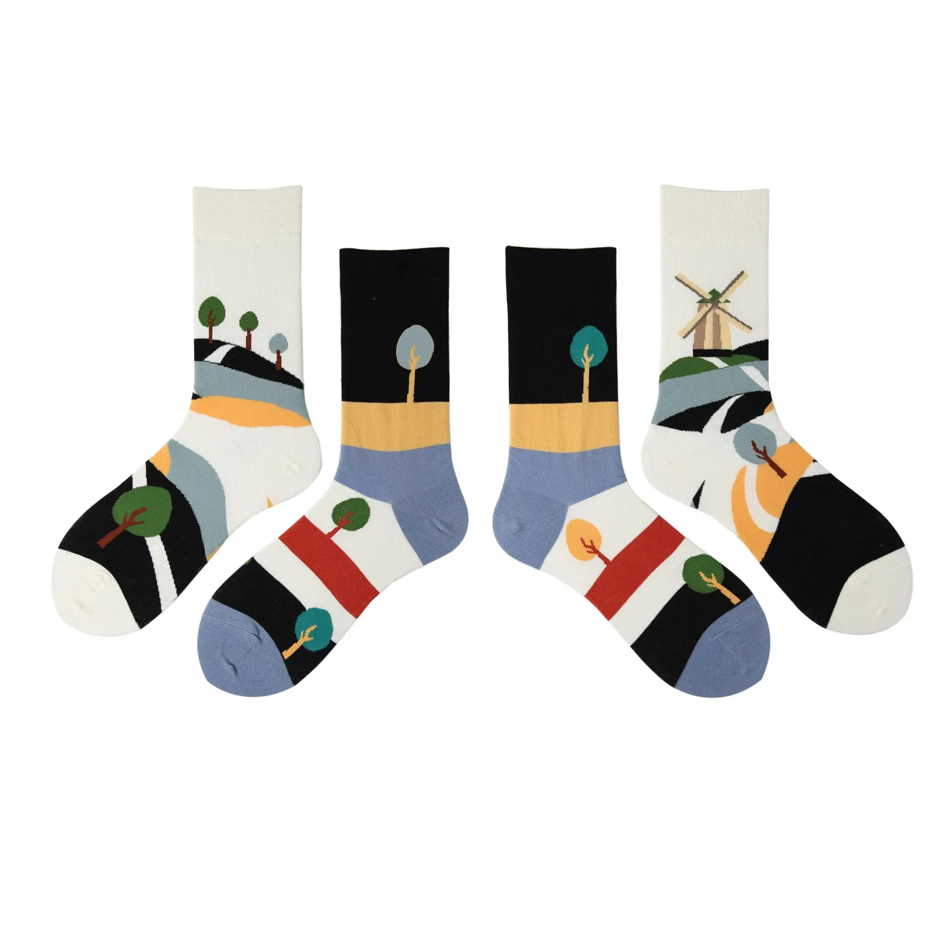 Japanese Korean Style Harajuku Socks Women Combed Cotton Boneless Crew AB Socks Men Street Fashion Trend Sports Couple Socks