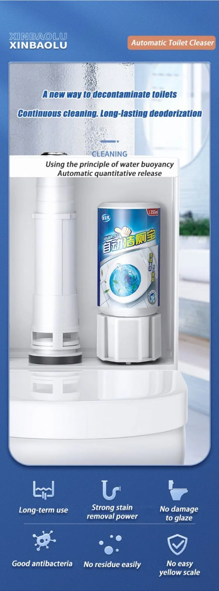 Blue Bubble Toilet Automatic Cleaner with Long Lasting Fragrance and Deodorizing Function Household Bathroom Bowl Deodorizer